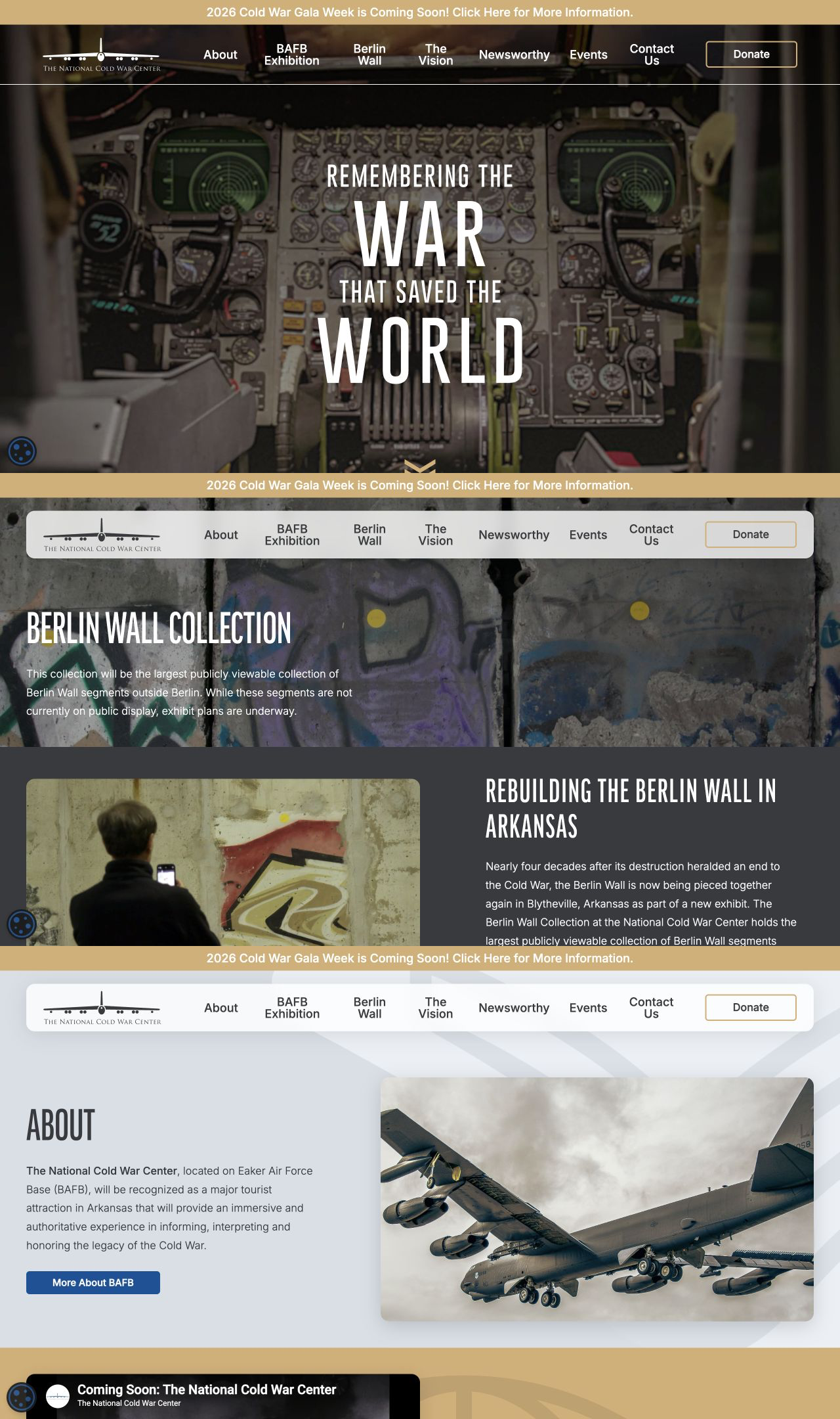 National Cold War Center — Home, Berlin Wall and About pages